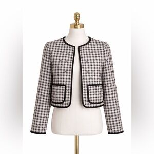 House of Harlow 1960 NWOT Quilted Gingham Bow Parisian Style blazer Size M
